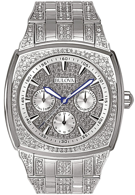 Bulova Crystal Collection Phantom Silver Dial Silver Steel Strap Watch for Men - 96C002