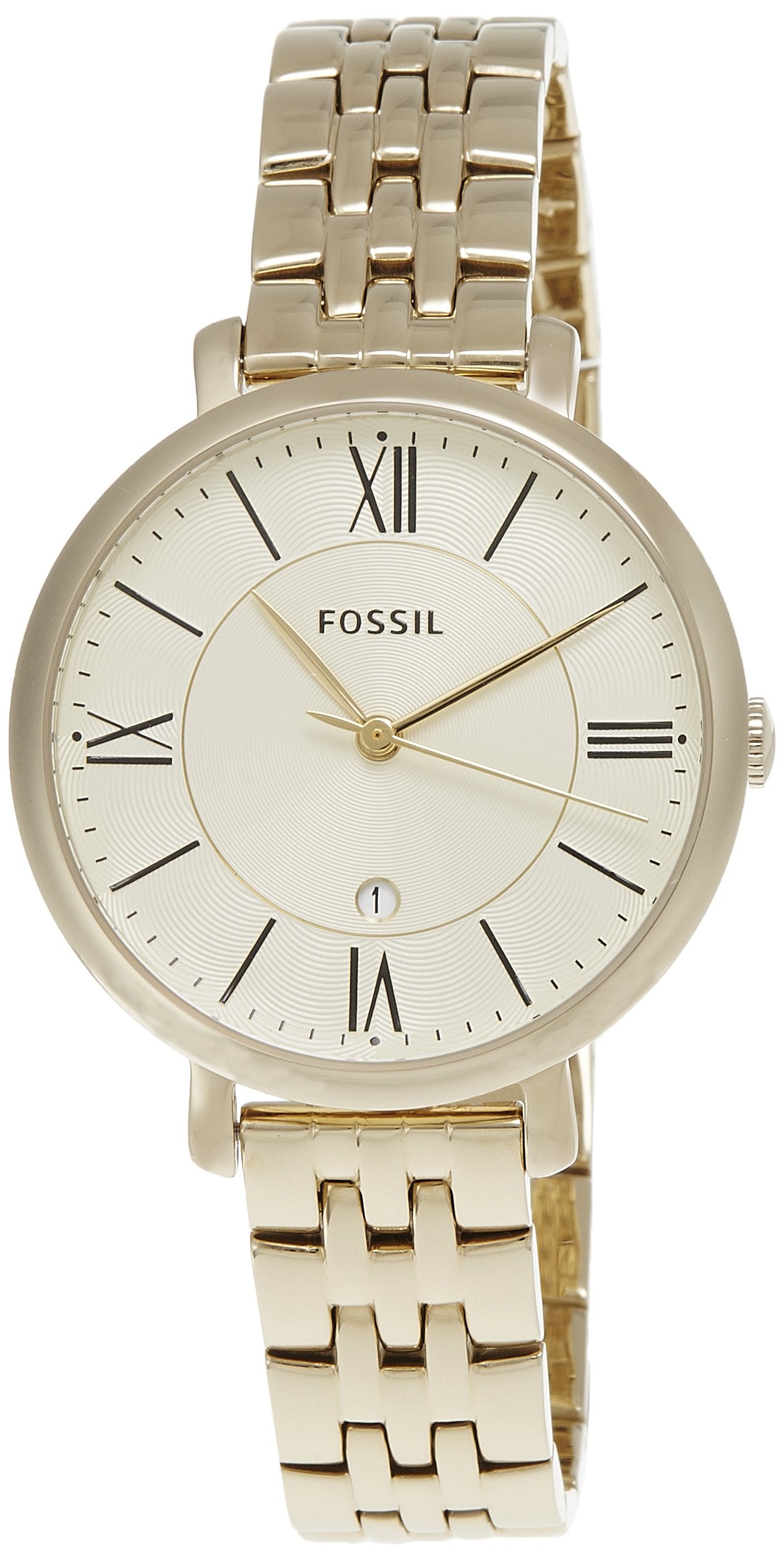 Fossil Jacqueline White Dial Gold Steel Strap Watch for Women - ES3434