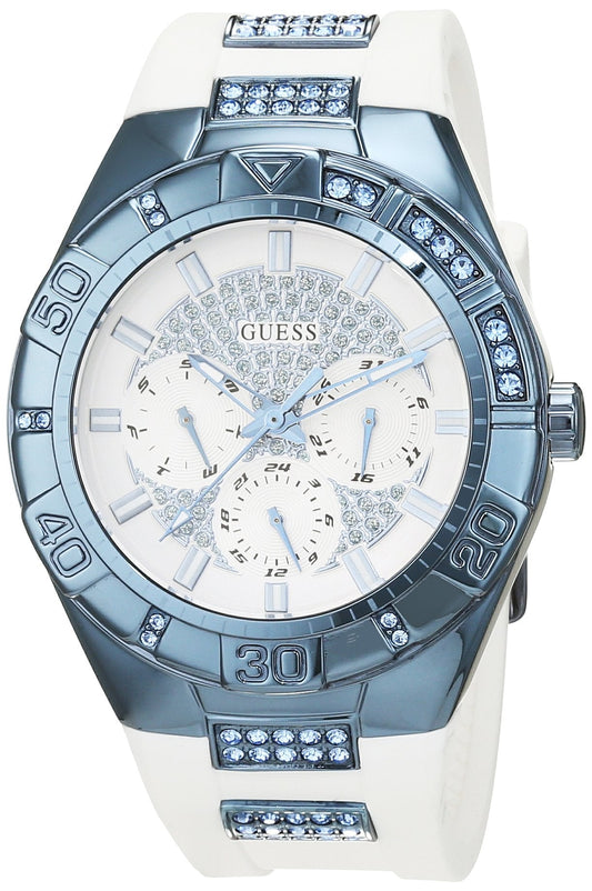 Guess Luna Diamonds White Dial White Rubber Strap Watch for Women - W0653L2