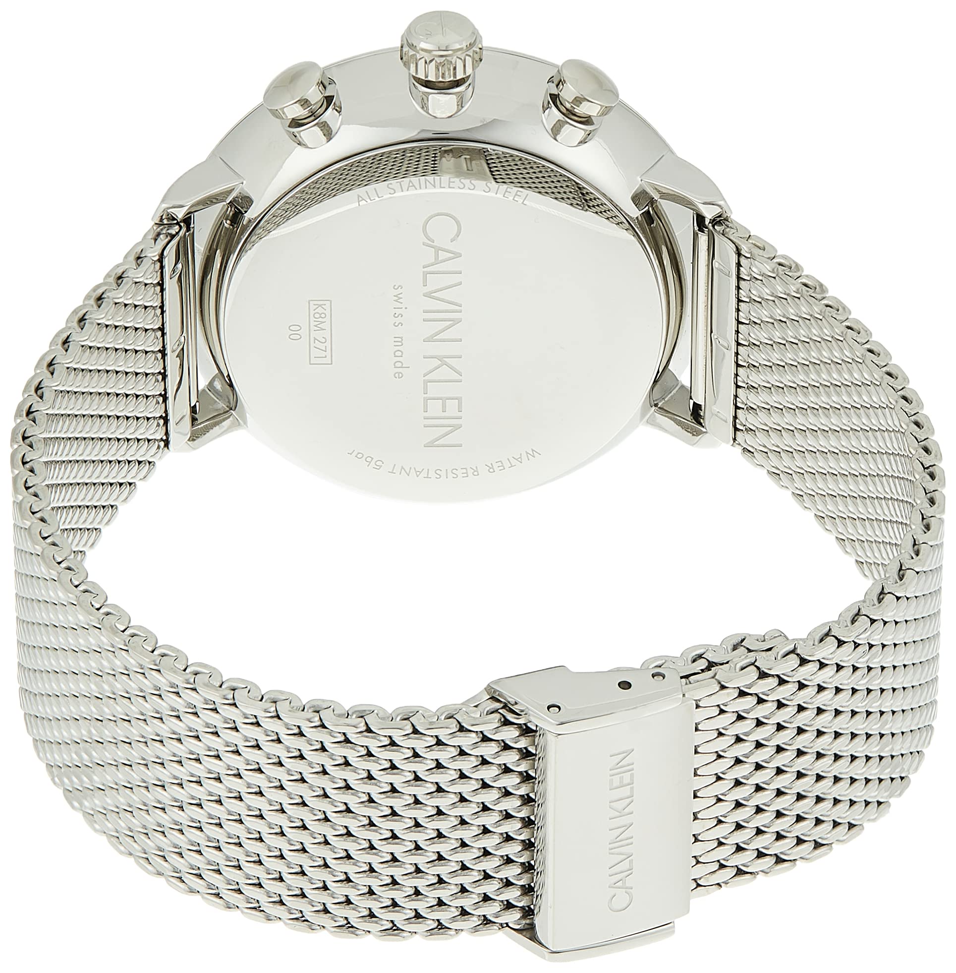 Calvin Klein High Noon Silver Dial Silver Mesh Bracelet Watch for Men - K8M27126