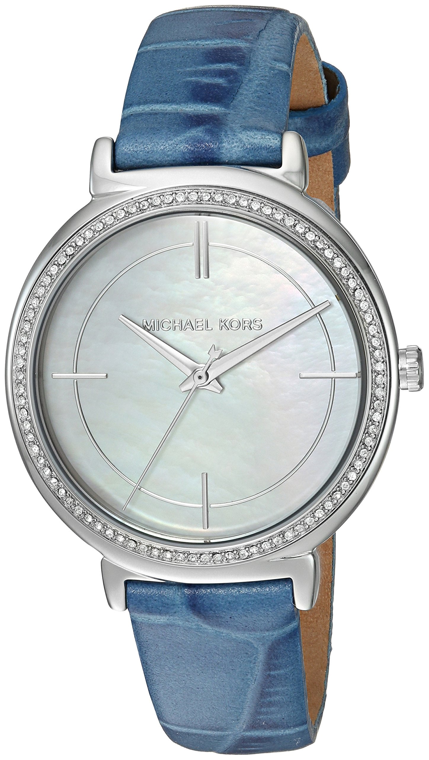 Michael Kors Cinthia Mother of Pearl Dial Blue Leather Strap Watch for Women - MK2661