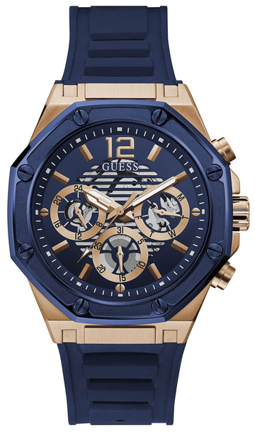 Guess Momentum Chronograph Blue Dial Blue Rubber Strap Watch for Men - GW0263G2