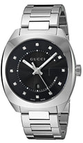 Gucci GG2570 Quartz Diamonds Black Dial Silver Steel Strap Watch For Women - YA142404