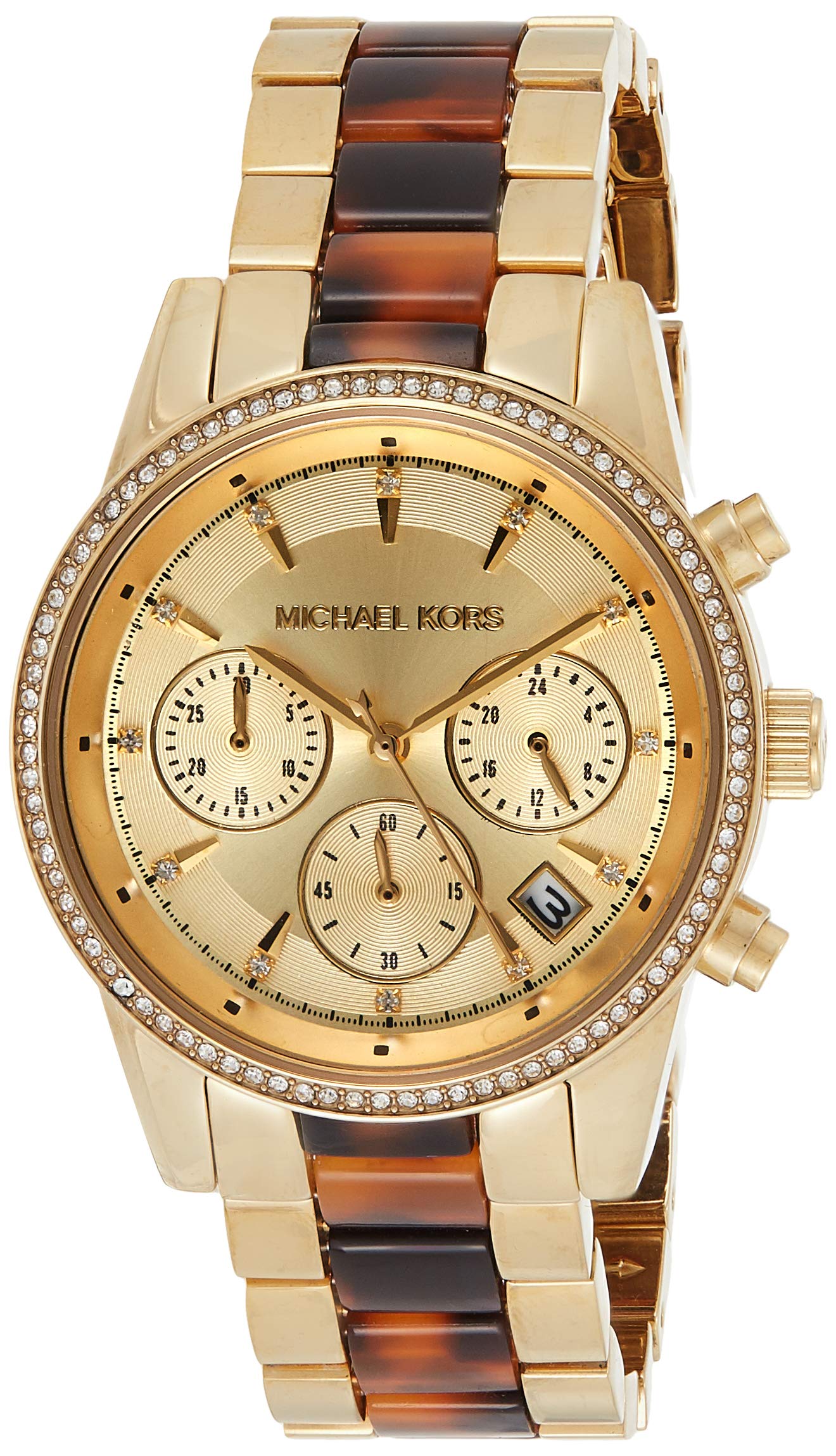 Michael Kors Ritz Gold Dial Two Tone Steel Strap Watch for Women - MK6322