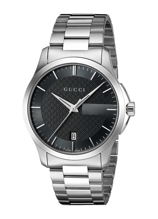 Gucci G Timeless 400 Quartz Black Dial Silver Steel Strap Unisex Watch - YA126457