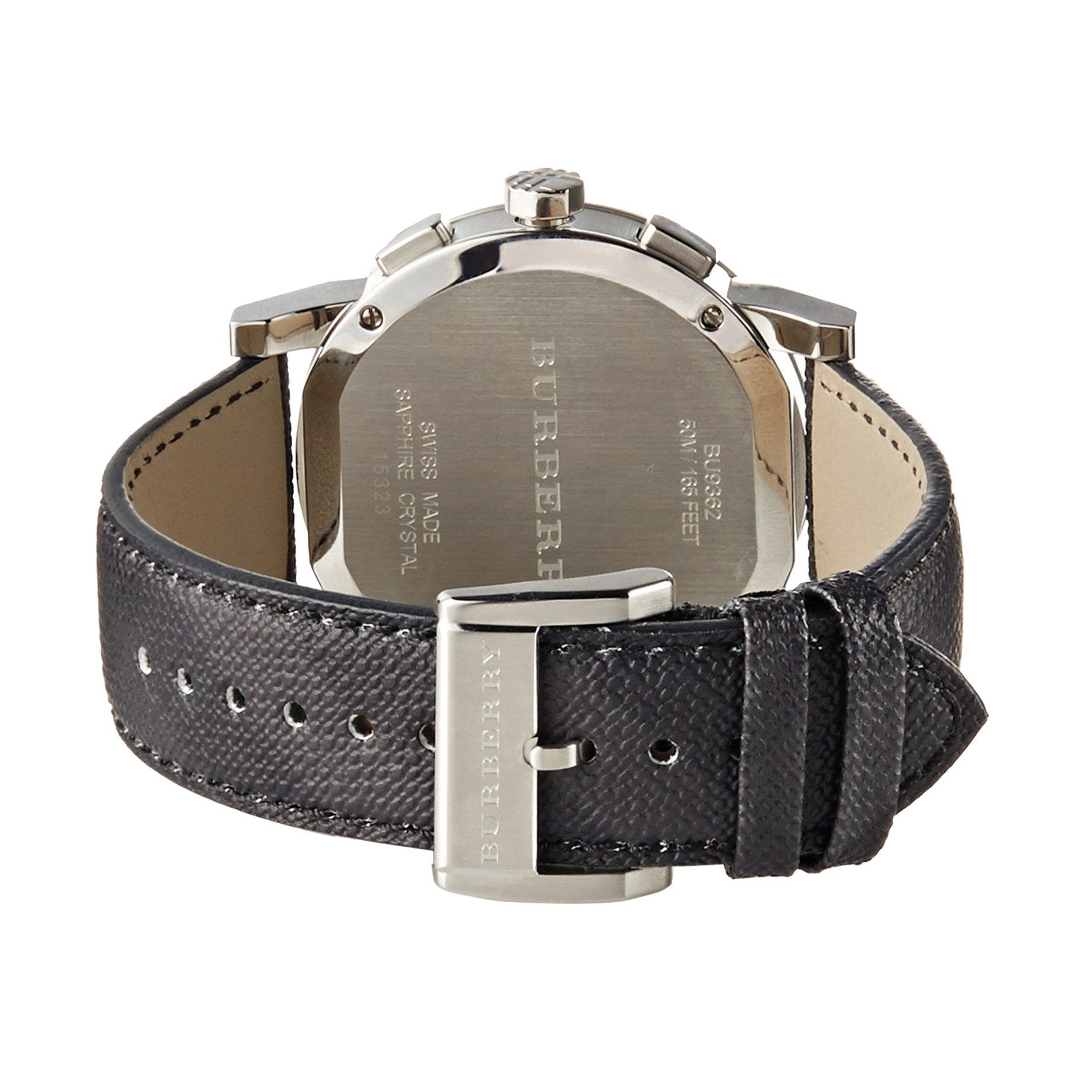 Burberry The City Grey Dial Black Leather Strap Watch for Men - BU9362