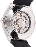 Emporio Armani Meccanico Skeleton Silver Dial Black Leather Strap Watch For Men - AR60003