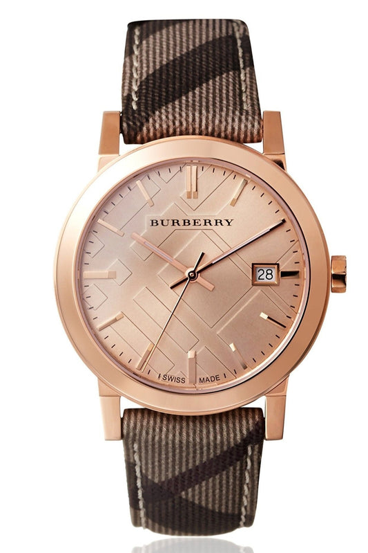 Burberry The City Rose Gold Dial Leather Strap Watch for Women - BU9040