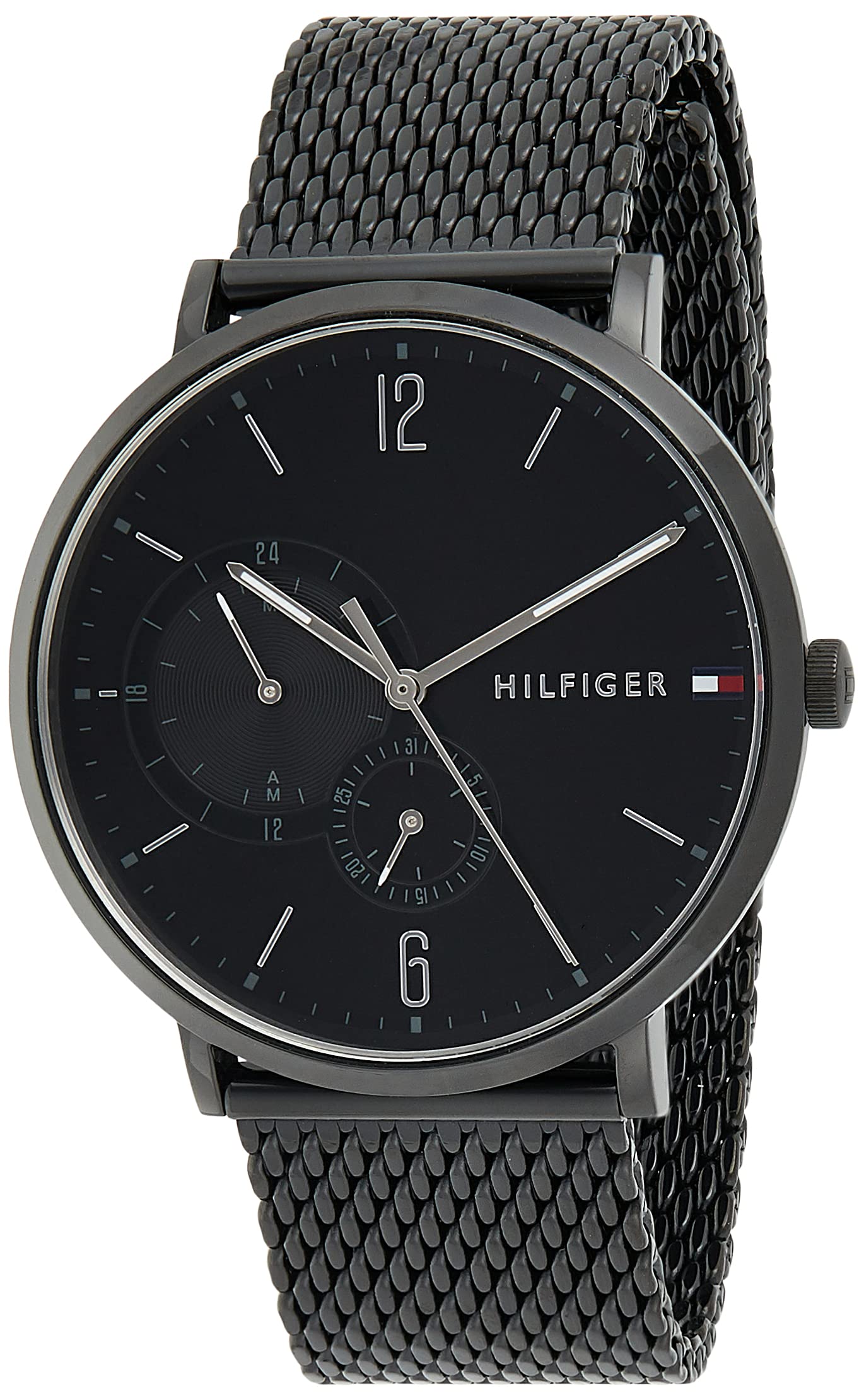 Tommy Hilfiger Brooklyn Black Dial Black Mesh Bracelet Watch for Men - 1791507