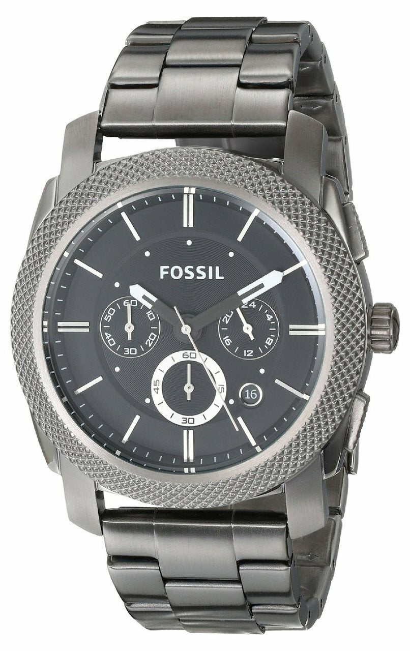 Fossil Machine Chronograph Black Dial Black Steel Strap Watch for Men - FS4662