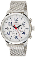 Tommy Hilfiger Jake Quartz White Dial Silver Mesh Bracelet Watch for Men - 1791233