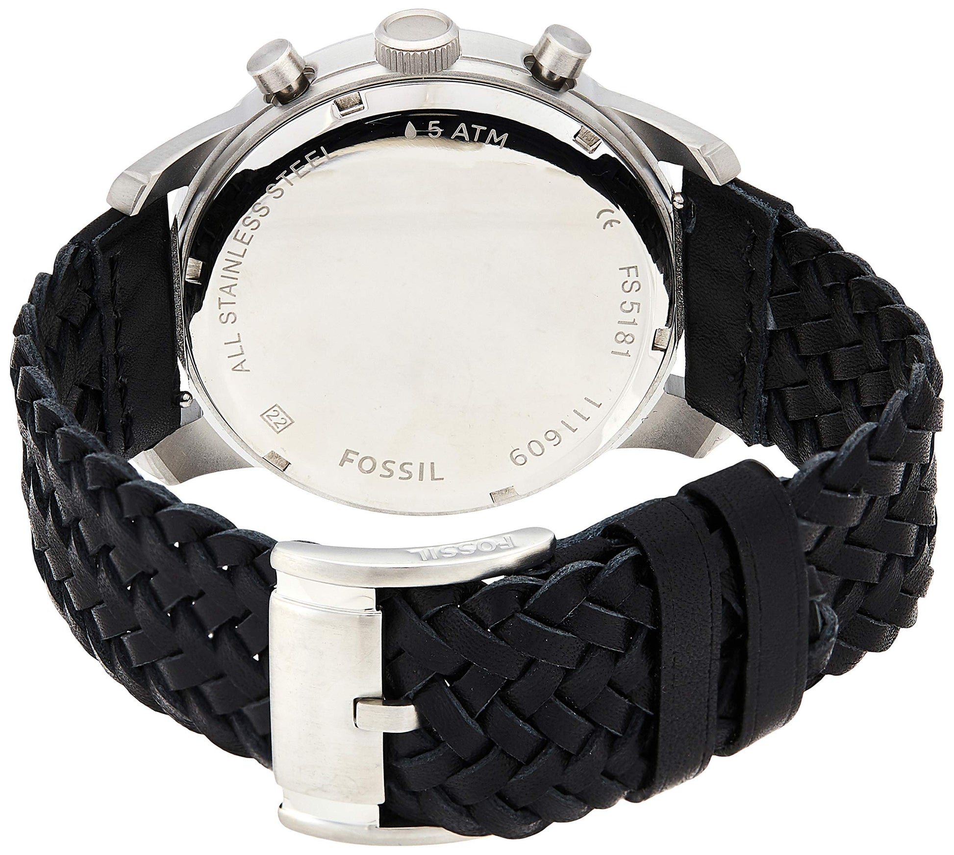 Fossil Pilot 54 Chronograph Black Dial Black Leather Strap Watch for Men - FS5181