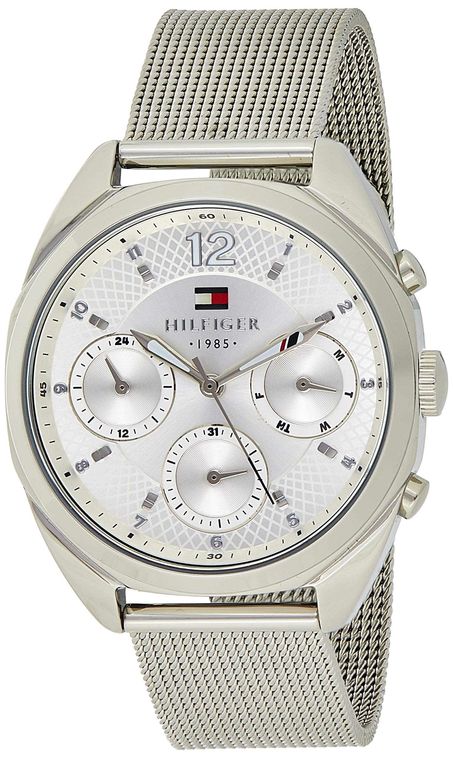 Tommy Hilfiger Mia Silver Dial Silver Mesh Bracelet Watch for Men - 1781628