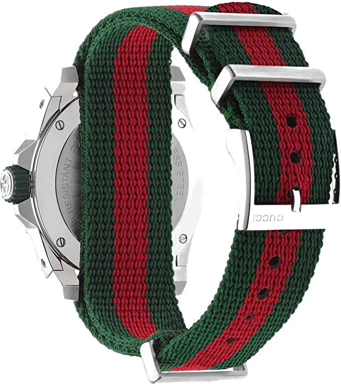 Gucci Dive Quartz Green Dial Two Tone NATO Strap Watch For Men - YA136339