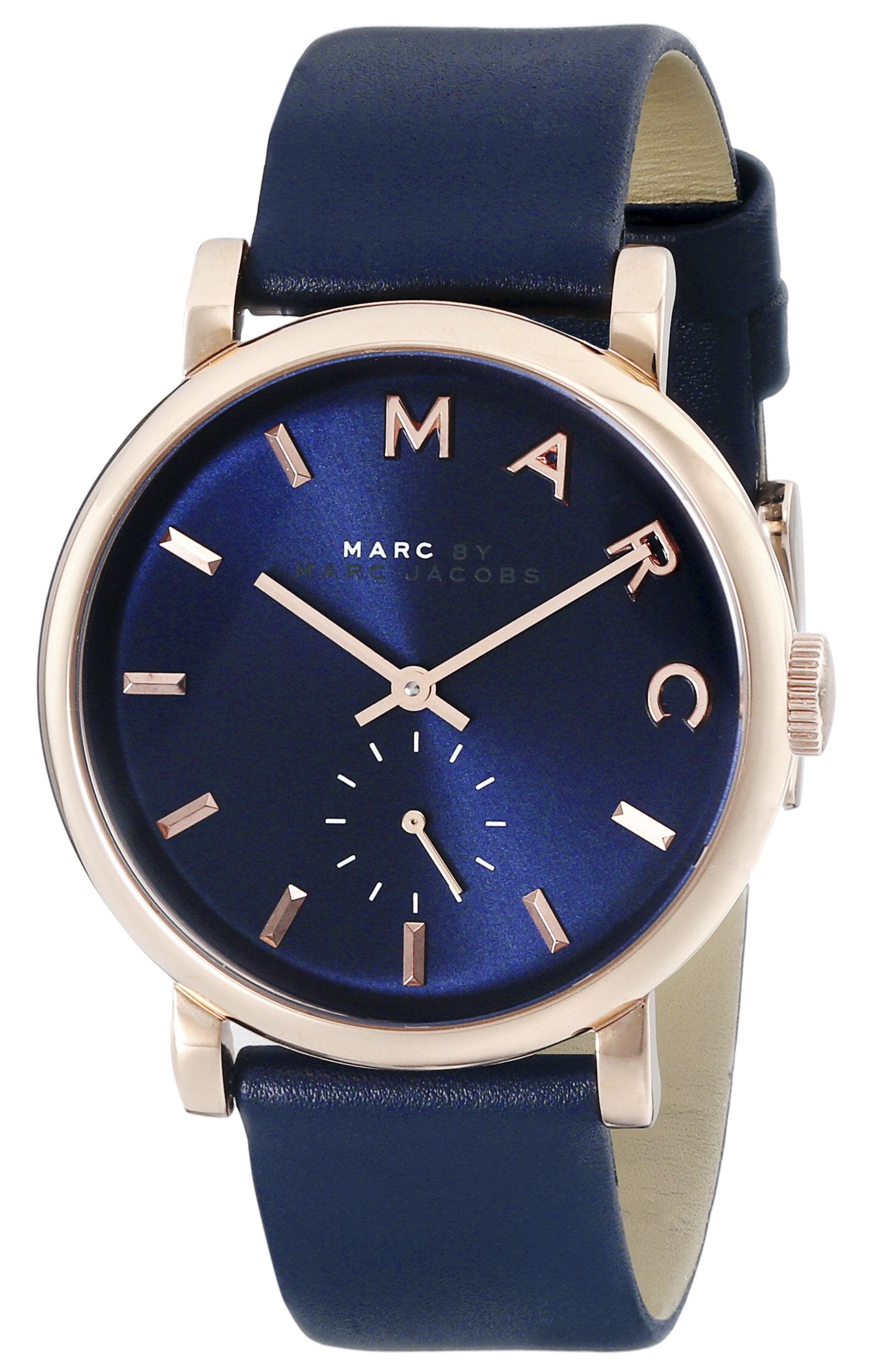 Marc Jacobs Baker Navy Blue Dial Navy Blue Leather Strap Watch for Women - MBM1329