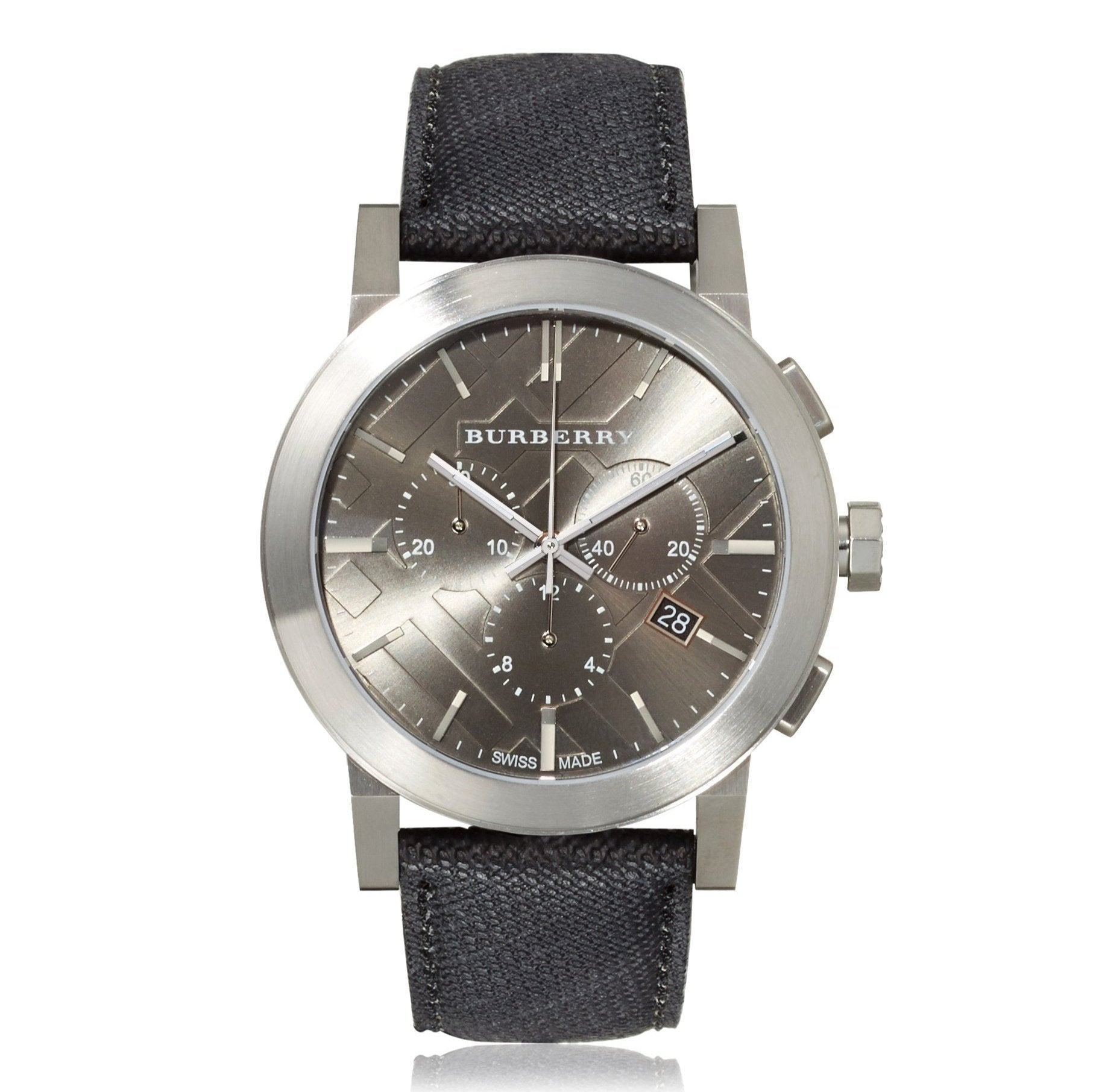 Burberry The City Grey Dial Black Leather Strap Watch for Men - BU9362