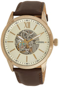 Fossil Flynn Mechanical Skeleton Beige Dial Brown Leather Strap Watch for Men - BQ2215