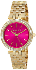 Michael Kors Darci Fuchsia Dial Gold Steel Strap Watch for Women - MK3444