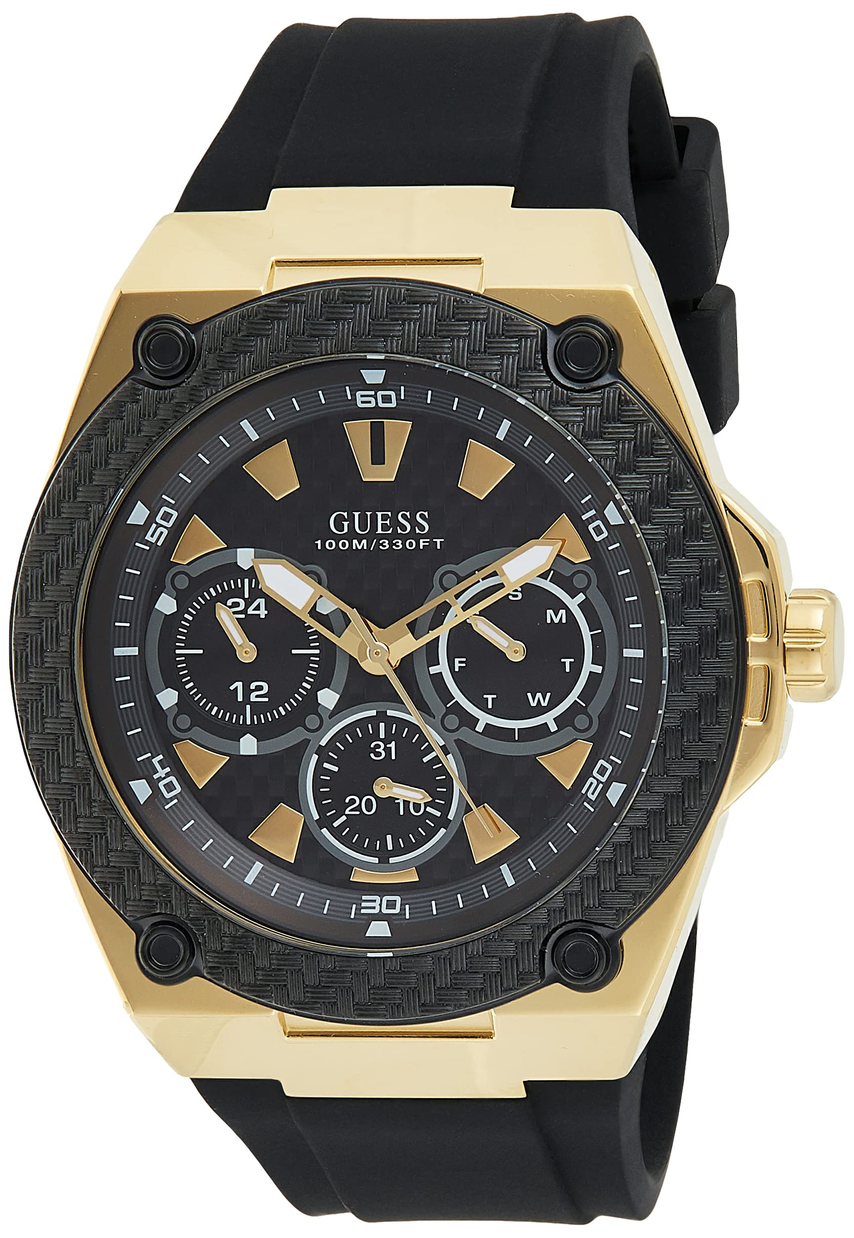 Guess Legacy Black Dial Black Rubber Strap Watch for Men - W1049G5