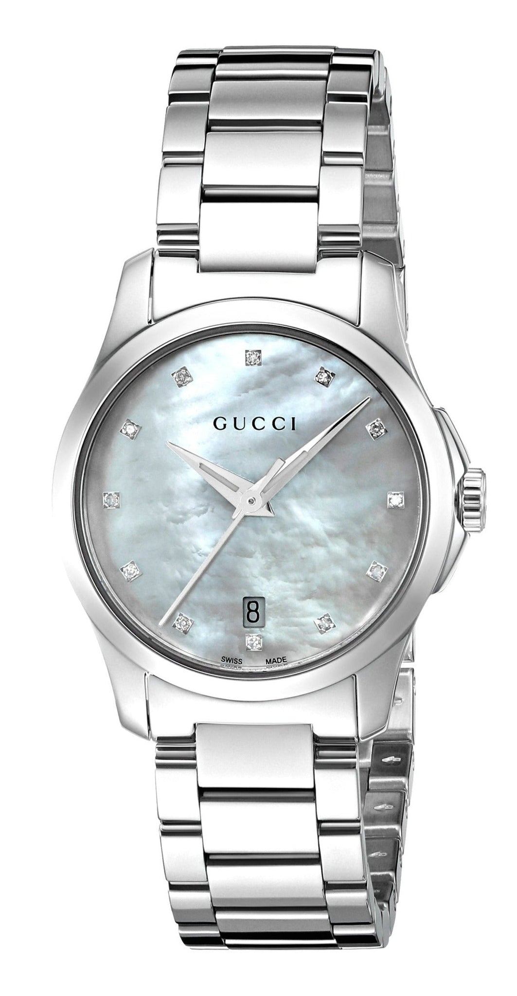 Gucci G Timeless Silver Stainless Steel Mother of Pearl Dial Quartz Watch For Women - YA126542