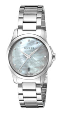 Gucci G Timeless Silver Stainless Steel Mother of Pearl Dial Quartz Watch For Women - YA126542