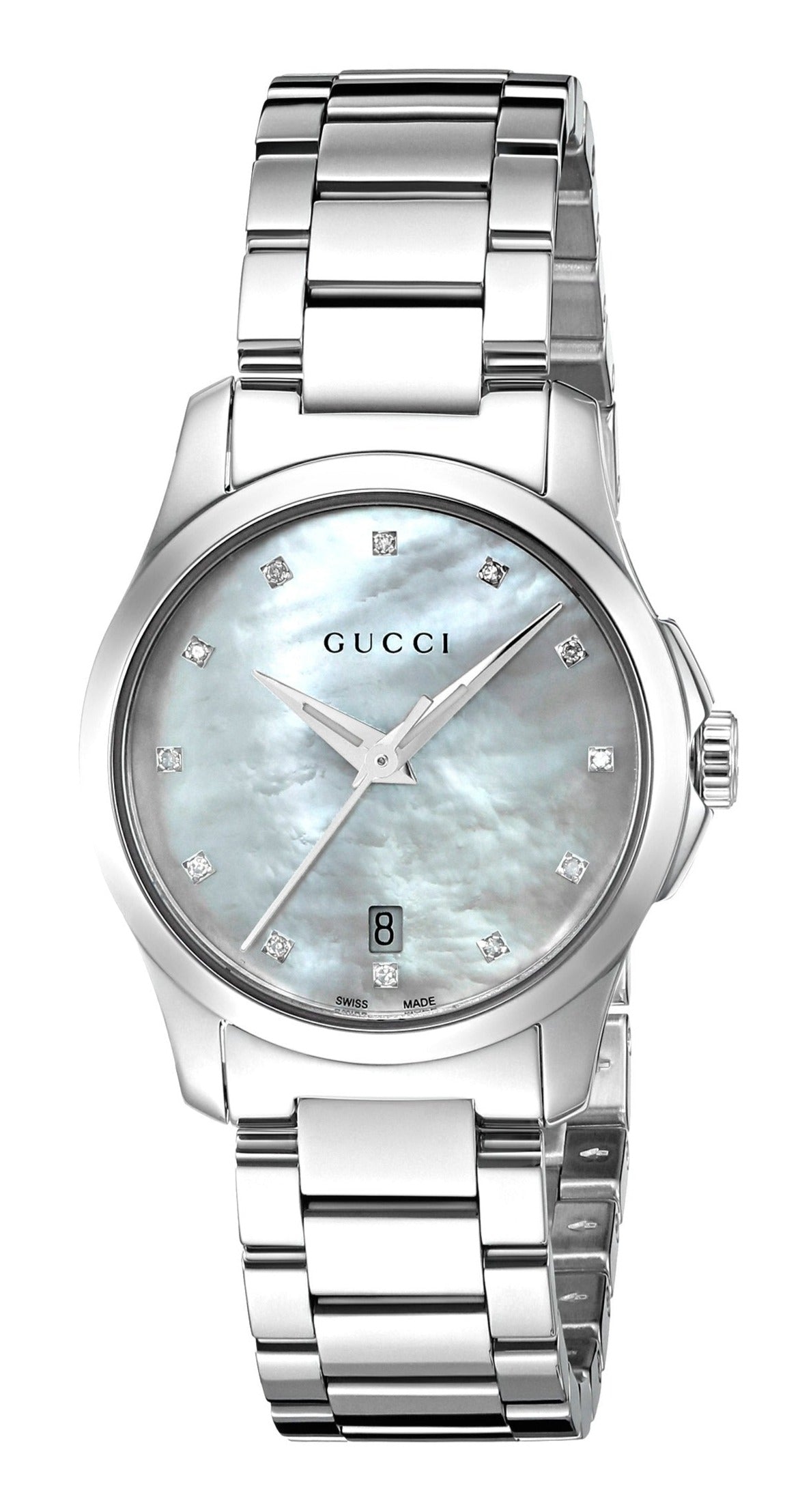 Gucci G Timeless Silver Stainless Steel Mother of Pearl Dial Quartz Watch For Women - YA126542
