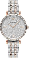 Emporio Armani Gianni T-Bar Silver Dial Two Tone Steel Strap Watch For Women - AR11293