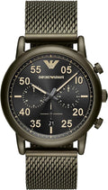 Emporio Armani Luigi Quartz Chronograph Black Dial Green Mesh Bracelet Watch For Men - AR11115