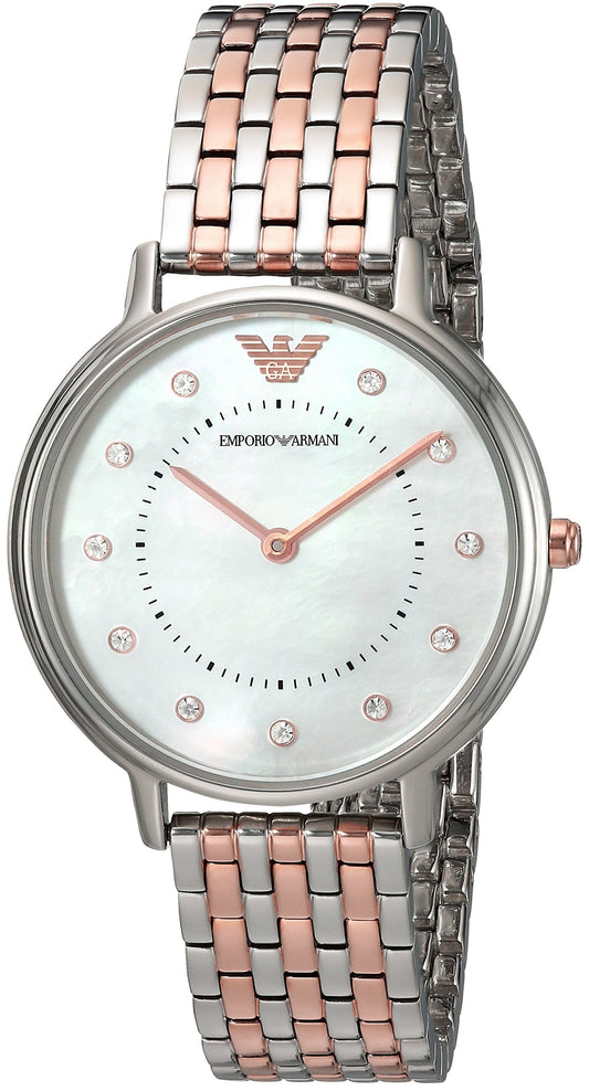 Emporio Armani Mother of Pearl Dial Two Tone Steel Strap Watch For Women - AR11094