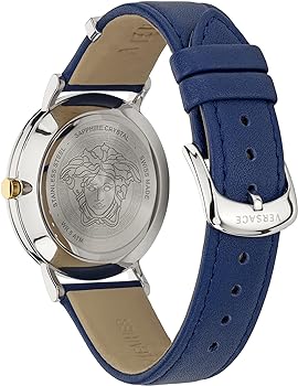 Versace V-Twist Quartz Blue Dial Blue Leather Strap Watch for Women - VELS00119