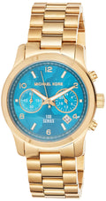 Michael Kors Runway Hunger Stop100 Series Blue Dial Gold Steel Strap Watch for Women - MK5815