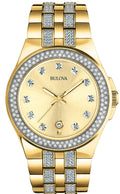 Bulova Crystal Collection Champagne Dial Two Tone Steel Strap Watch for Women - 98B174