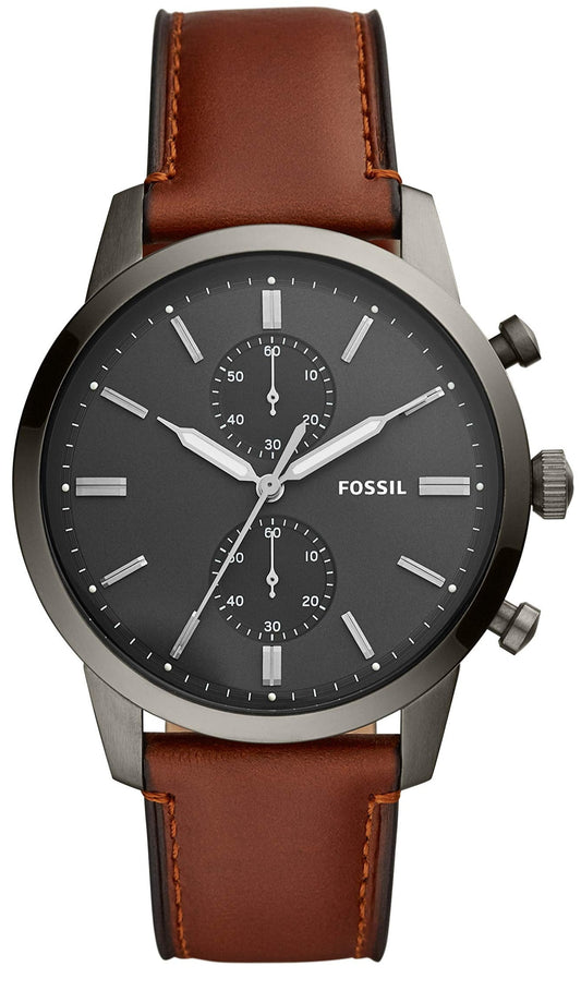 Fossil Townsman Chronograph Gray Dial Brown Leather Strap Watch for Men - FS5522