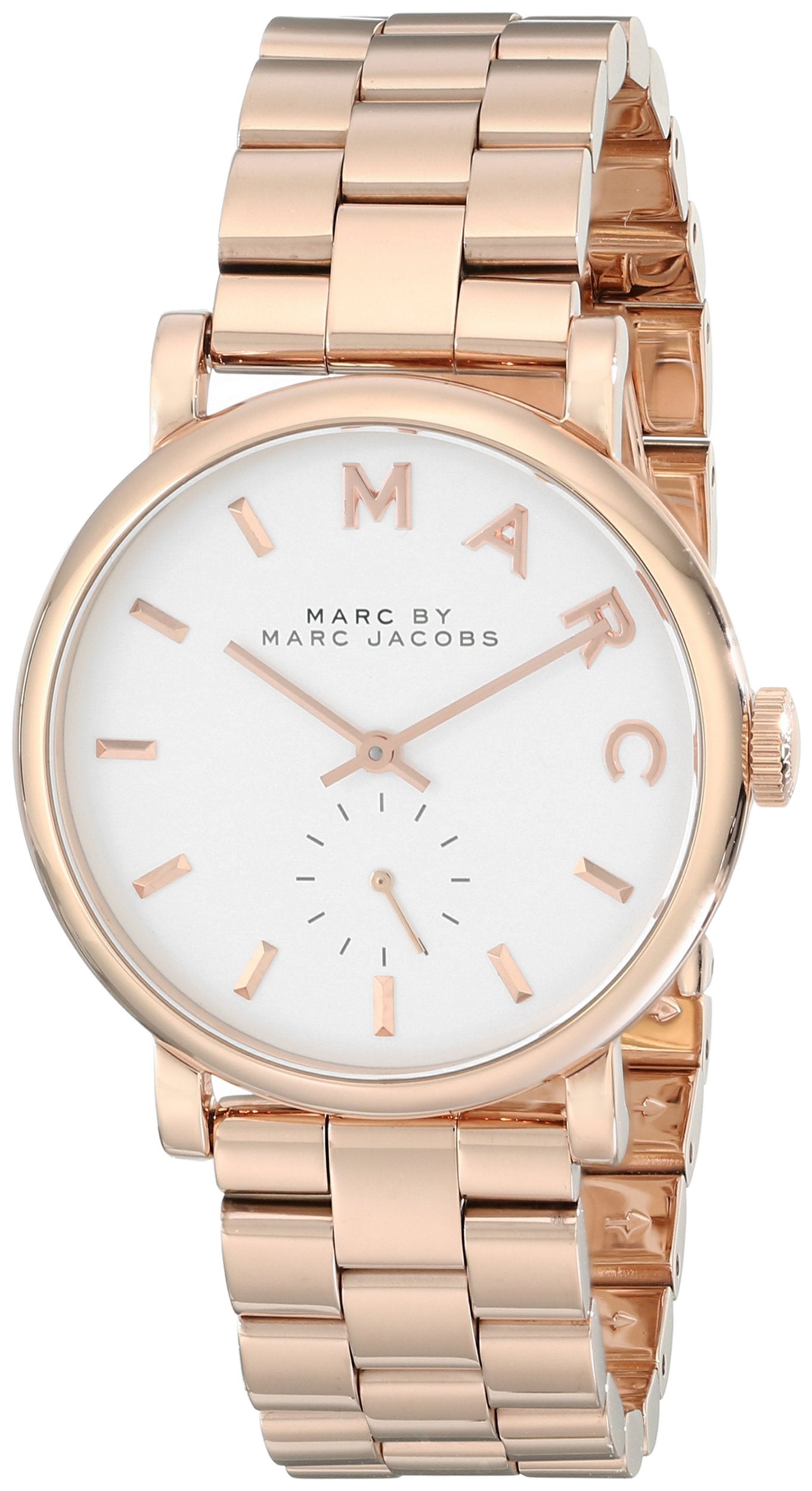 Marc Jacobs Baker White Dial Rose Gold Stainless Steel Strap Watch for Women - MBM3244