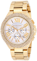 Michael Kors Camille Silver Diamonds Dial Gold Steel Strap Watch for Women - MK5756