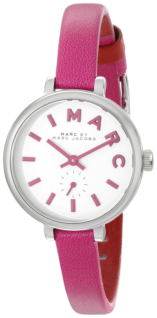 Marc Jacobs Sally White Dial Pink Leather Strap Watch for Women - MBM1353