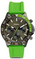 Fossil Bannon Chronograph Grey Dial Green Silicone Strap Watch for Men - BQ2501