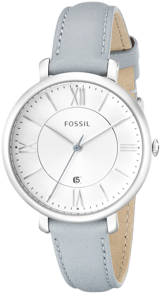 Fossil Jacqueline White Dial Light Blue Leather Strap Watch for Women - ES3821