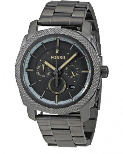 Fossil Machine Chronograph Grey Dial Grey Steel Strap Watch for Men - FS5172