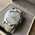 Burberry The City Silver Dial Beige Leather Strap Unisex Watch - BU9010