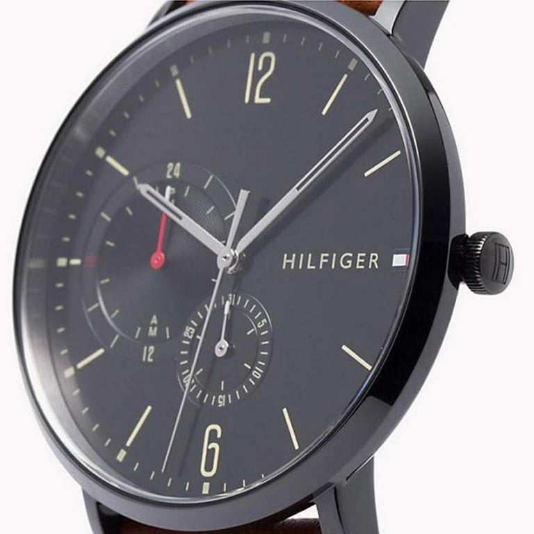 Tommy Hilfiger Brooklyn Quartz Black Dial Brown Leather Strap Watch for Men - 1791510