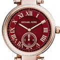 Michael Kors Skylar Maroon Dial Rose Gold Steel Strap Watch for Women - MK6086