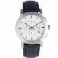 Burberry The City Chronograph White Dial Black Leather Strap Watch for Men - BU9355