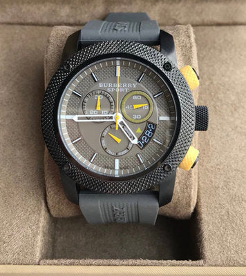 Burberry Sport Endurance Chronograph Grey Dial Grey Rubber Strap Watch for Men - BU7713