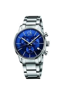 Calvin Klein City Chronograph Blue Dial Silver Steel Strap Watch for Men - K2G2714N
