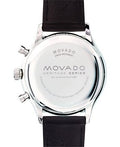 Movado Heritage Chronograph Black Dial Black Leather Strap Watch for Men - 3650005