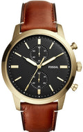 Fossil Townsman Chronograph Black Dial Brown Leather Strap Watch for Men - FS5338