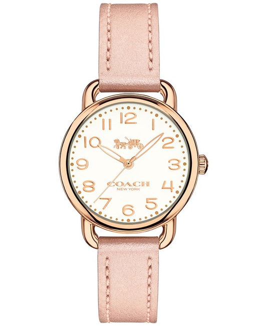 Coach Delancey Cream Dial Blush Pink Leather Strap Watch for Women - 14502750