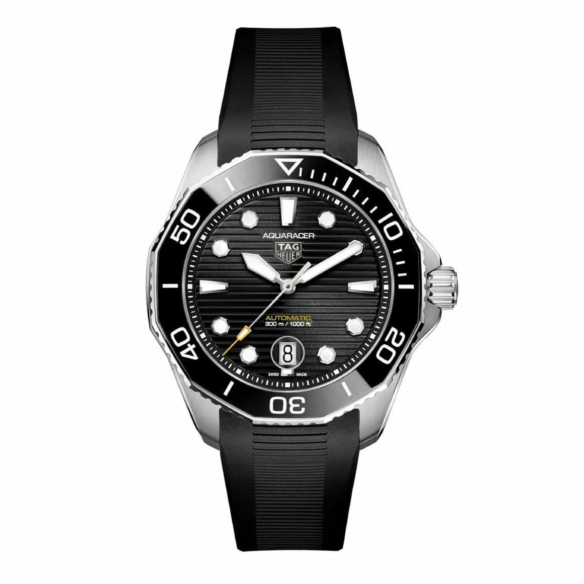 Tag Heuer Aquaracer Professional 300 Automatic Black Dial Black Rubber Strap Watch for Men - WBP201A.FT6197