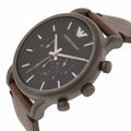 Emporio Armani Classic Chronograph Black Dial Brown Leather Strap Watch For Men - AR1919